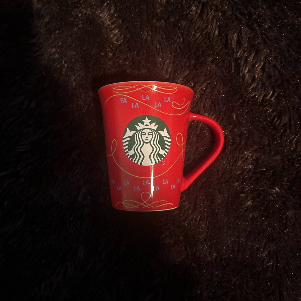 Starbucks 2020 Coffee Mug Cup Red with Green and White Logo gold design